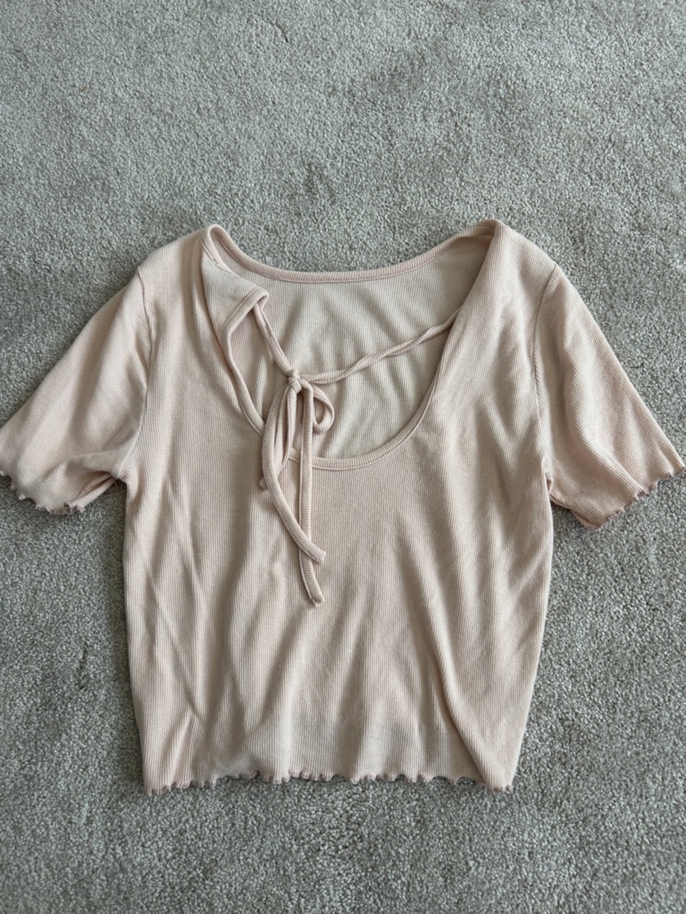 Express Women’s Short Sleeve Ribbed Baby Tee in Light Blush
